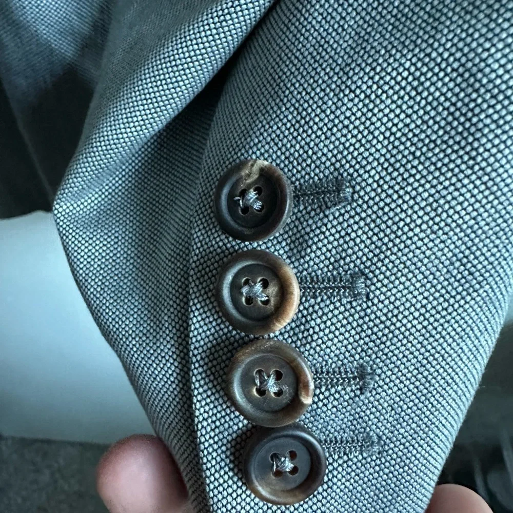 Brunello Cucinelli Light Gray Suede and Cotton 3 Roll 2 Blazer